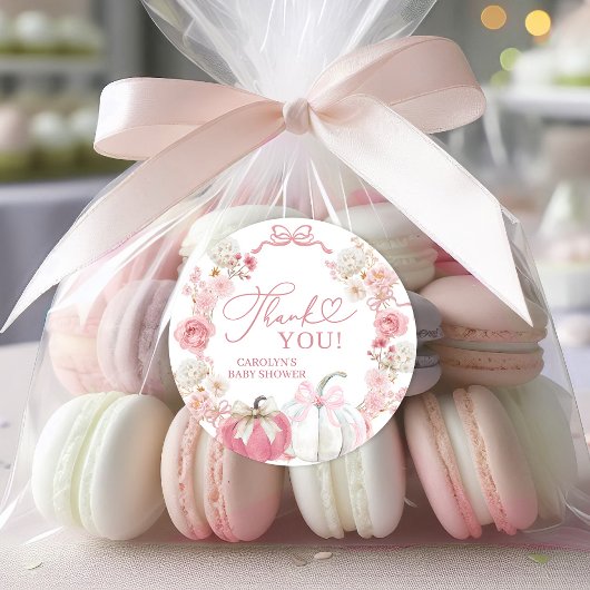 Roze Bow Coquette Pompoen Sticker Label