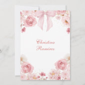 Roze Bow Coquette Princess floral Quinceanera Kaart (Achterkant)