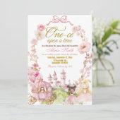 Roze Bow Coquette Prinses Koninkrijk Eerste Verjaa Kaart (Staand voorkant)