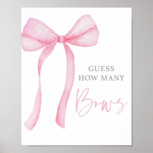Roze Bow Coquette Raad eens hoeveel verjaardagsspe Poster (Voorkant)