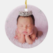 Roze Bow Coquette Ribbon Baby Meisje 1e Kerstmis Keramisch Ornament (Achterkant)