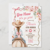 Roze Bow Coquette Rodeo Verjaardag Uitnodiging (Voorkant)