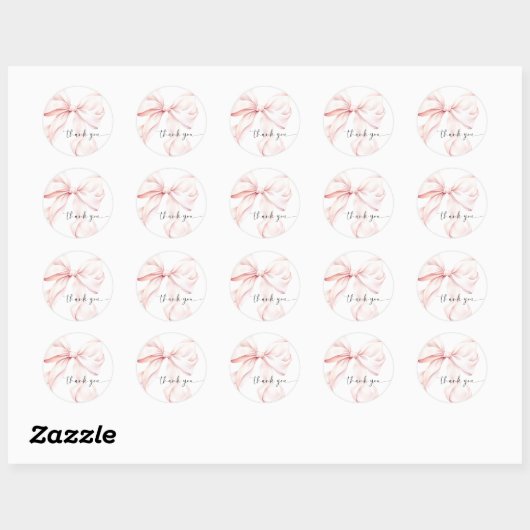 Roze Bow Coquette Ronde Sticker (Vel)