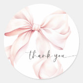 Roze Bow Coquette Ronde Sticker (Voorkant)