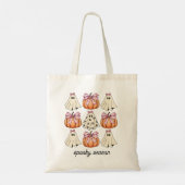 Roze Bow Coquette Schattigee Ghost En Pompoen Hall Tote Bag (Achterkant)
