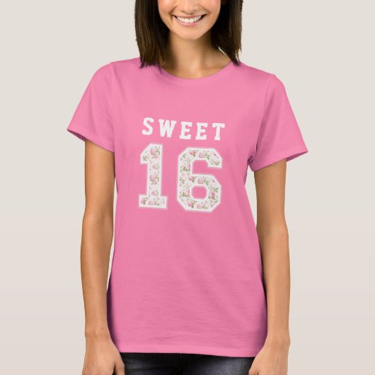 Roze Bow Coquette Sweet 16 Universiteit T-shirt (Voorkant)