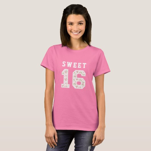 Roze Bow Coquette Sweet 16 Universiteit T-shirt (Voorkant volledig)