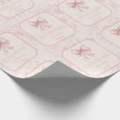 Roze Bow Coquette Toile Milestone Custom Verjaarda Cadeaupapier (Hoek)