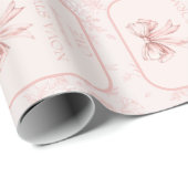 Roze Bow Coquette Toile Milestone Custom Verjaarda Cadeaupapier (Rol Hoek)