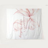 Roze Bow Coquette Verjaardag Achtergrond Wandkleed (Voorkant (horizontaal))