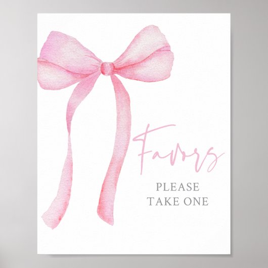 Roze Bow Coquette Verjaardag Favorieten Teken Poster (Voorkant)