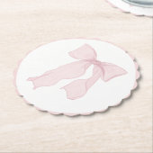 Roze Bow Coquette Verjaardag Kartonnen Onderzetters (Gekanteld)