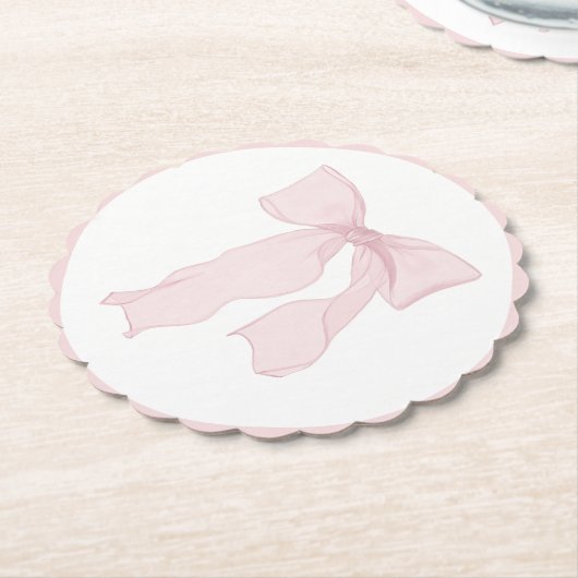Roze Bow Coquette Verjaardag Kartonnen Onderzetters (Gekanteld)