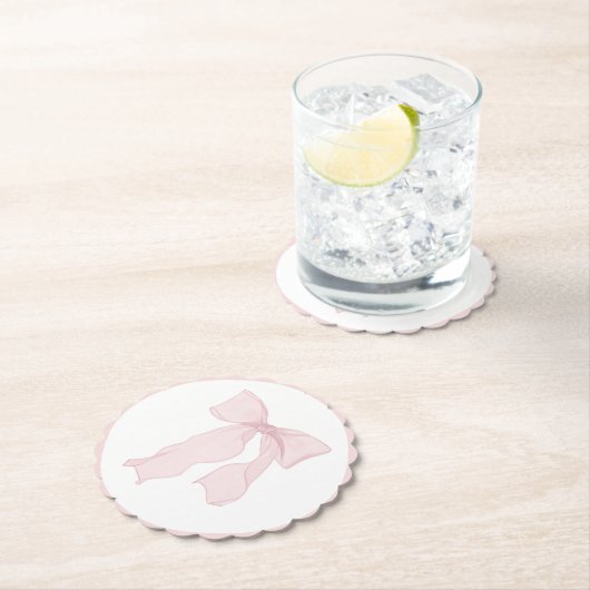 Roze Bow Coquette Verjaardag Kartonnen Onderzetters (Insitu)