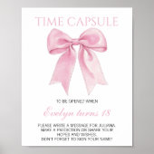 Roze Bow Coquette Verjaardag Tijd Capsule Teken Poster (Voorkant)