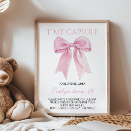 Roze Bow Coquette Verjaardag Tijd Capsule Teken Poster