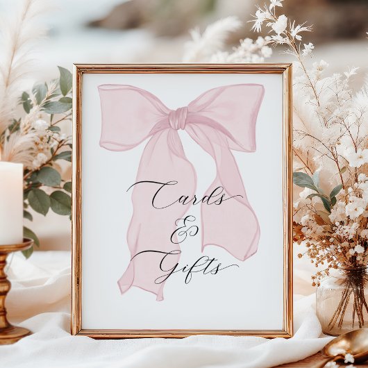 Roze Bow Coquette Verjaardagsfeest Kaarten en gesc Poster