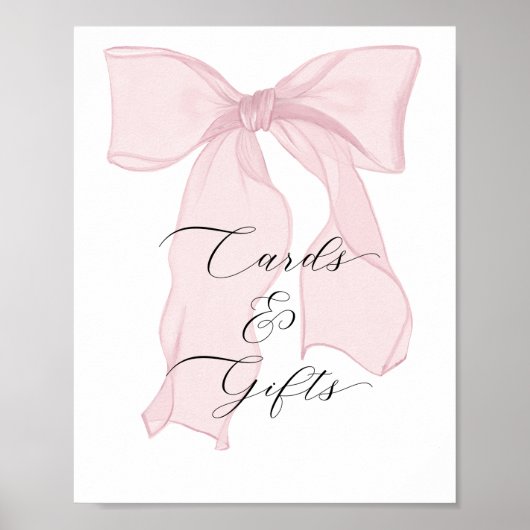 Roze Bow Coquette Verjaardagsfeest Kaarten en gesc Poster (Voorkant)