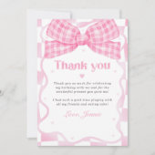 Roze Bow Coquette Verjaardagsfeestje Bedankkaart (Voorkant)