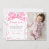 Roze Bow Coquette Verjaardagsfeestje Bedankkaart (Voorkant)