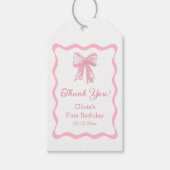 Roze Bow Coquette Verjaardagsfeestje Cadeaulabel (Voorkant)