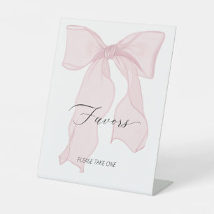 Roze Bow Coquette Verjaardagsfeestje Favorieten Reclamebord Met Voetstuk