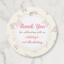 Roze Bow Coquette Verjaardagsgunst Tags Bedankjes Labels