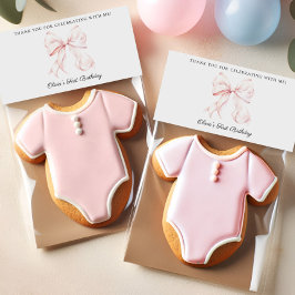 Roze Bow Coquette Verjaardagsgunst Tas Topper Plaatskaartje