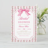 Roze Bow Coquette Vrijgezellenfeest Kaart (Staand voorkant)