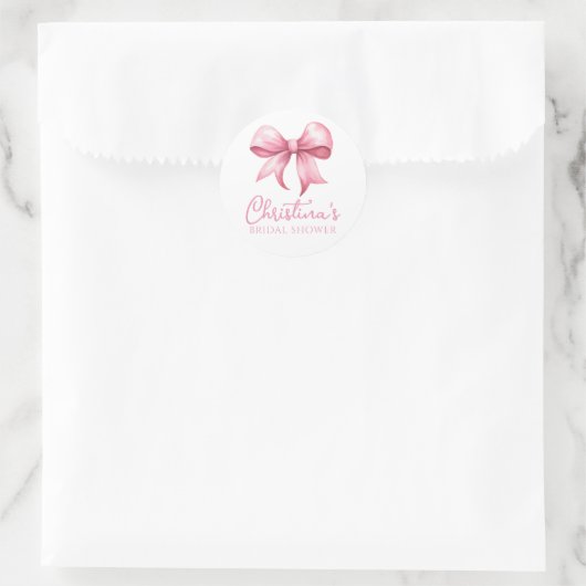 Roze Bow Coquette Vrijgezellenfeest Ronde Sticker (Tas)