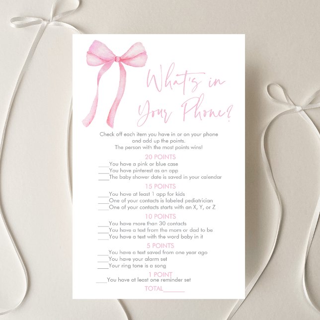 Roze Bow Coquette Wat zit er in je telefoon spel (Creator heeft geüpload)
