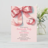 Roze Bow Coquette Waterverf vrijgezellenfeest Kaart (Staand voorkant)