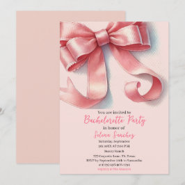 Roze Bow Coquette Waterverf vrijgezellenfeest Kaart