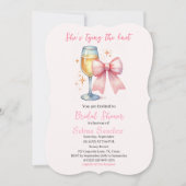 Roze Bow Coquette Waterverf Vrijgezellenfeest Kaart (Voorkant)