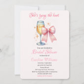 Roze Bow Coquette Waterverf Vrijgezellenfeest Kaart (Voorkant)