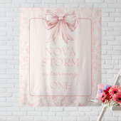 Roze Bow Coquette Whimsy Toile Custom Welkom Teken Wandkleed