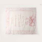 Roze Bow Coquette Whimsy Toile Custom Welkom Teken Wandkleed (Voorkant (horizontaal))