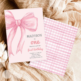 Roze Bow Coquette Wil Een Meisje Eerste Verjaardag Kaart