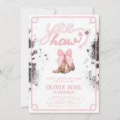 Roze Bow & Cowgirl Laarzen Coquette Western Verjaa Kaart (Voorkant)