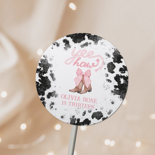 Roze Bow & Cowgirl Laarzen Coquette Western Verjaa Ronde Sticker