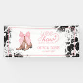 Roze Bow & Cowgirl Laarzen Coquette Western Verjaa Spandoek (Horizontaal)