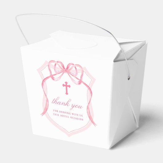 Roze Bow Crest doop verwijderen Bedankdoosjes (Achterkant)