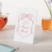 Roze Bow Crest Guest Book voetstuk teken Reclamebord Met Voetstuk (Insitu)