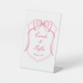 Roze Bow Crest Kaarten & Geschenken Reclamebord Met Voetstuk (Voorkant)