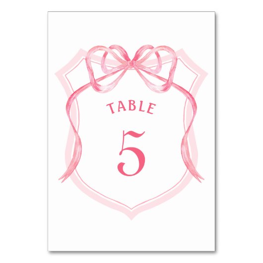 Roze Bow Crest Tafelnummer (Achterkant)
