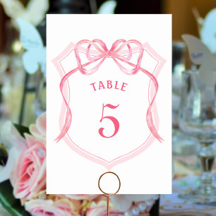 Roze Bow Crest Tafelnummer