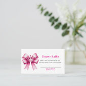 Roze Bow & Crown Baby shower Luier Raffle Visitekaartje (Staand voorkant)