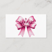 Roze Bow & Crown Baby shower Luier Raffle Visitekaartje (Achterkant)