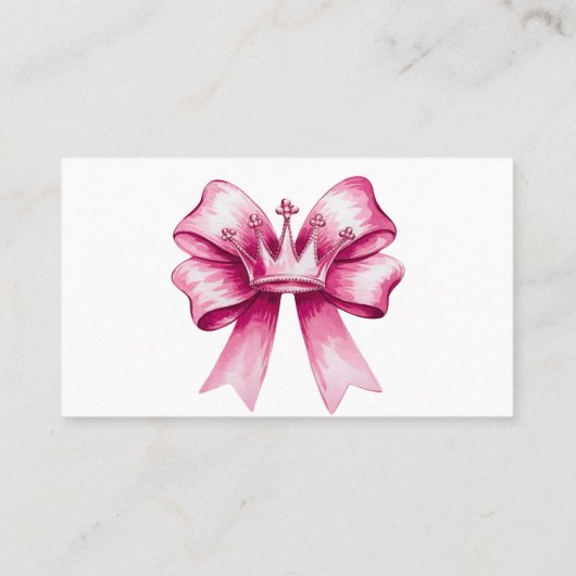 Roze Bow & Crown Baby shower Luier Raffle Visitekaartje (Achterkant)