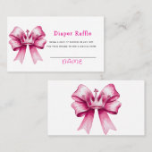 Roze Bow & Crown Baby shower Luier Raffle Visitekaartje (Voorkant / Achterkant)
